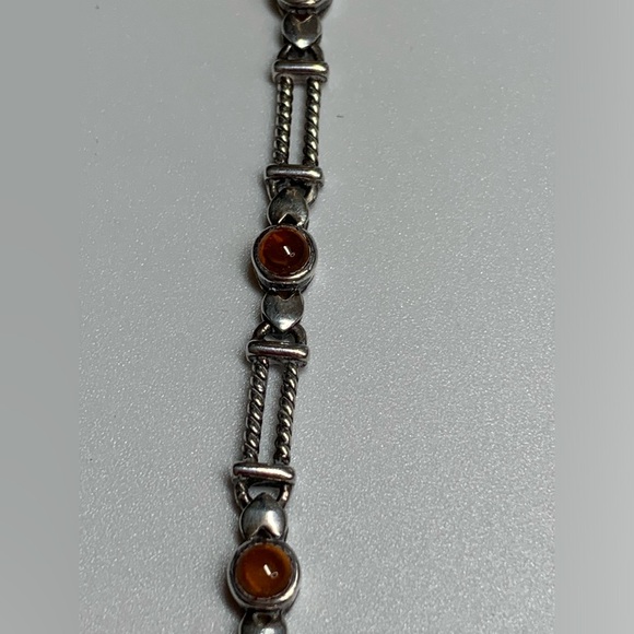 Silpada Vintage RARE Sterling Link & Amber Tennis Bracelet - Picture 10 of 14